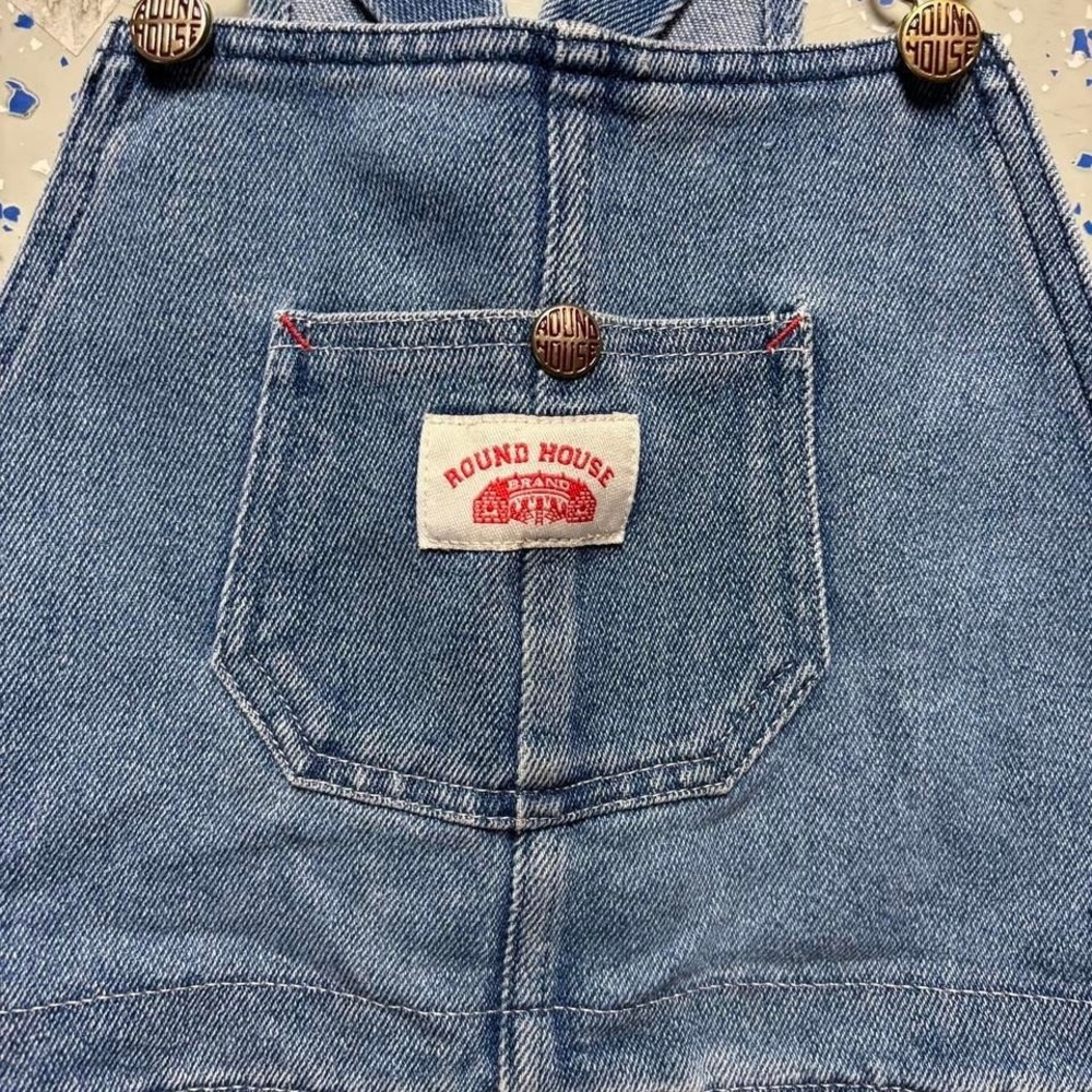 Round House Denim Youth Bib Overalls Size 10 Dark Blue Ranch Farm USA - Picture 2 of 7